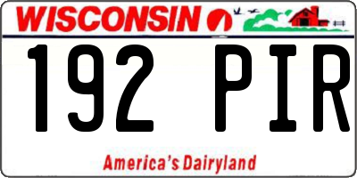 WI license plate 192PIR