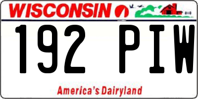 WI license plate 192PIW