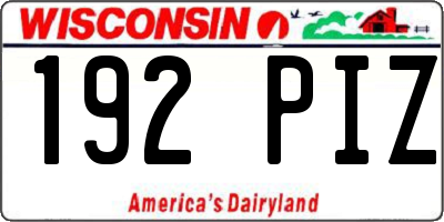 WI license plate 192PIZ