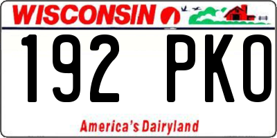 WI license plate 192PKO