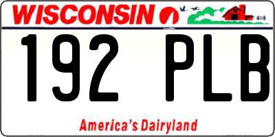 WI license plate 192PLB
