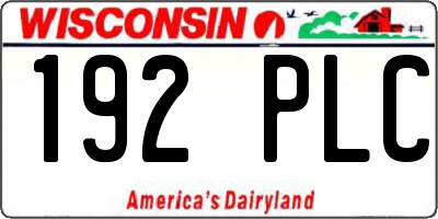 WI license plate 192PLC