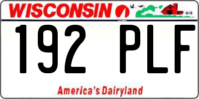 WI license plate 192PLF