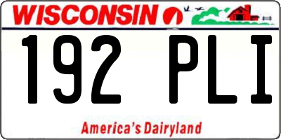 WI license plate 192PLI
