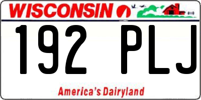 WI license plate 192PLJ