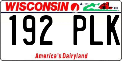 WI license plate 192PLK