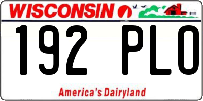 WI license plate 192PLO