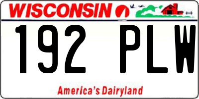 WI license plate 192PLW