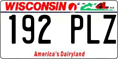 WI license plate 192PLZ