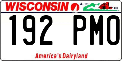 WI license plate 192PMO