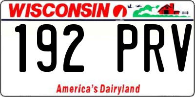 WI license plate 192PRV