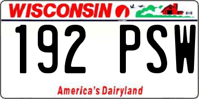 WI license plate 192PSW