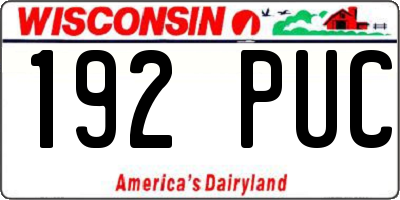 WI license plate 192PUC