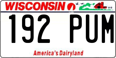 WI license plate 192PUM