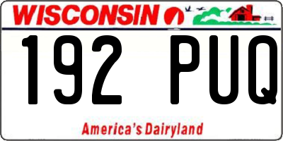 WI license plate 192PUQ