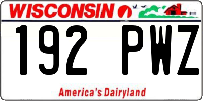 WI license plate 192PWZ