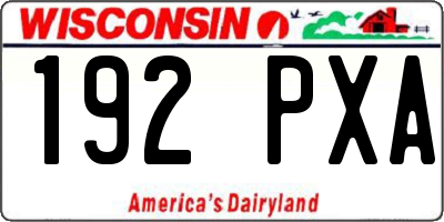 WI license plate 192PXA