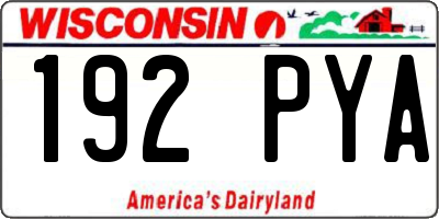 WI license plate 192PYA