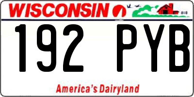 WI license plate 192PYB