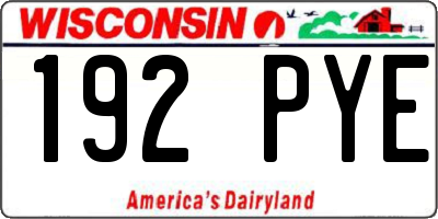 WI license plate 192PYE