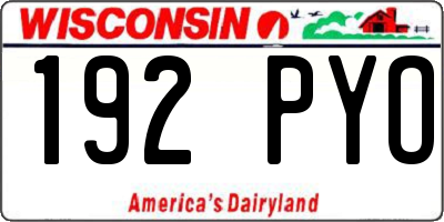 WI license plate 192PYO