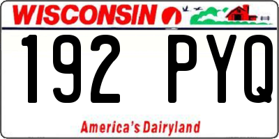 WI license plate 192PYQ