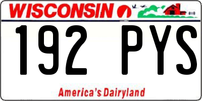 WI license plate 192PYS