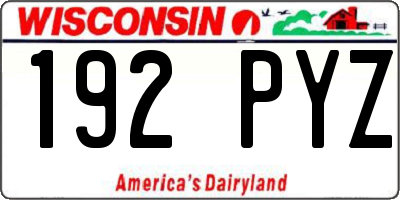 WI license plate 192PYZ