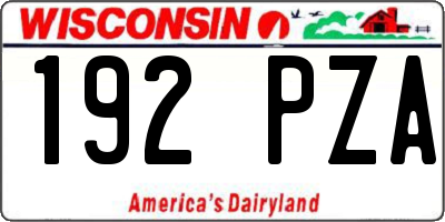 WI license plate 192PZA