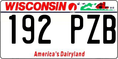 WI license plate 192PZB