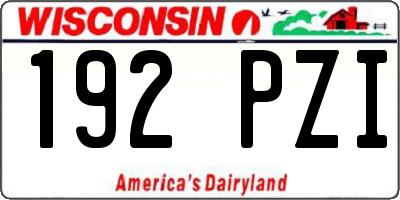 WI license plate 192PZI