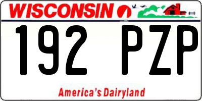 WI license plate 192PZP