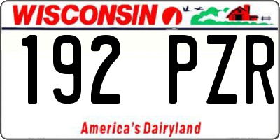 WI license plate 192PZR