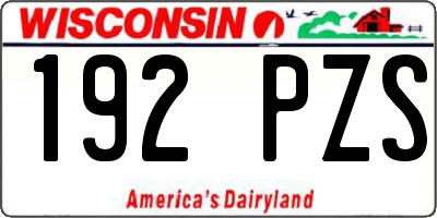 WI license plate 192PZS