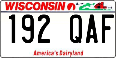WI license plate 192QAF