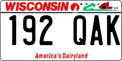 WI license plate 192QAK