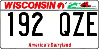 WI license plate 192QZE
