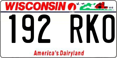 WI license plate 192RKO