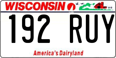 WI license plate 192RUY