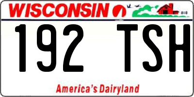 WI license plate 192TSH