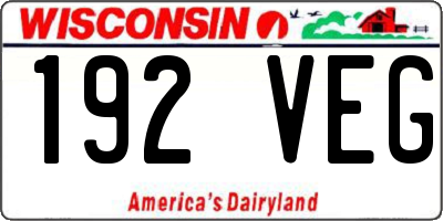 WI license plate 192VEG