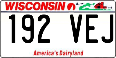 WI license plate 192VEJ