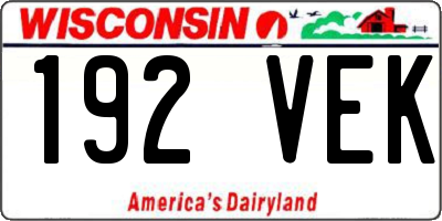 WI license plate 192VEK