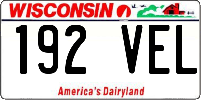 WI license plate 192VEL