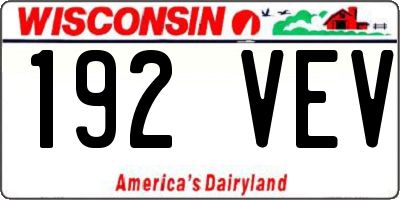 WI license plate 192VEV