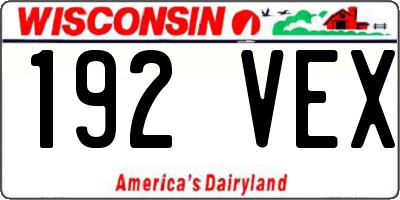 WI license plate 192VEX