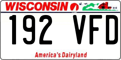 WI license plate 192VFD