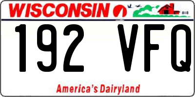 WI license plate 192VFQ