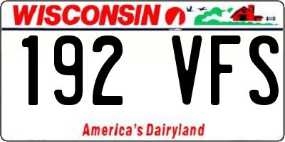 WI license plate 192VFS