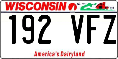 WI license plate 192VFZ